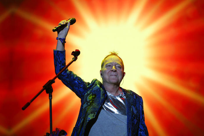 Fred Schneider of the American new wave rock band The B-52s, performs during the Corona Capital music festival in Mexico City, Saturday, Nov. 16, 2019. 