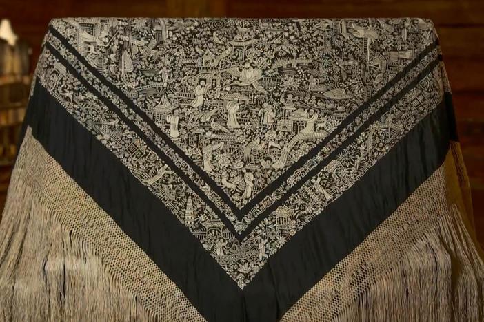 Appraisal: Chinese hand-embroidered Silk Shawl, ca. 1910