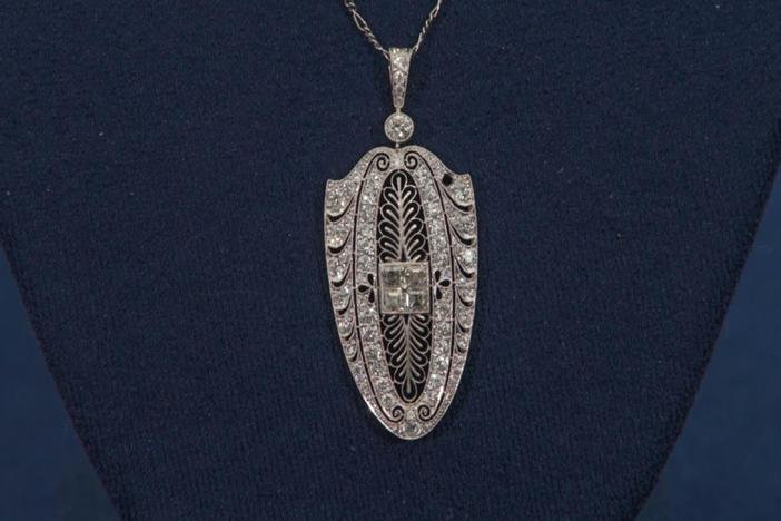 Appraisal: Art Deco Diamond & Platinum Pendant, ca. 1930