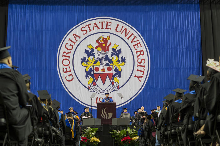 Applicants to Georgia State University received a welcome email for the 2024-25 school year. However, the email was sent in error to 1,500 applicants by the school's admissions office. Here, the campus celebrates its fall commencement exercises on Dec. 17, 2014, in Atlanta.