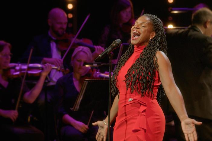 Audra McDonald performs a repertoire of classic Broadway songs at the London Palladium.