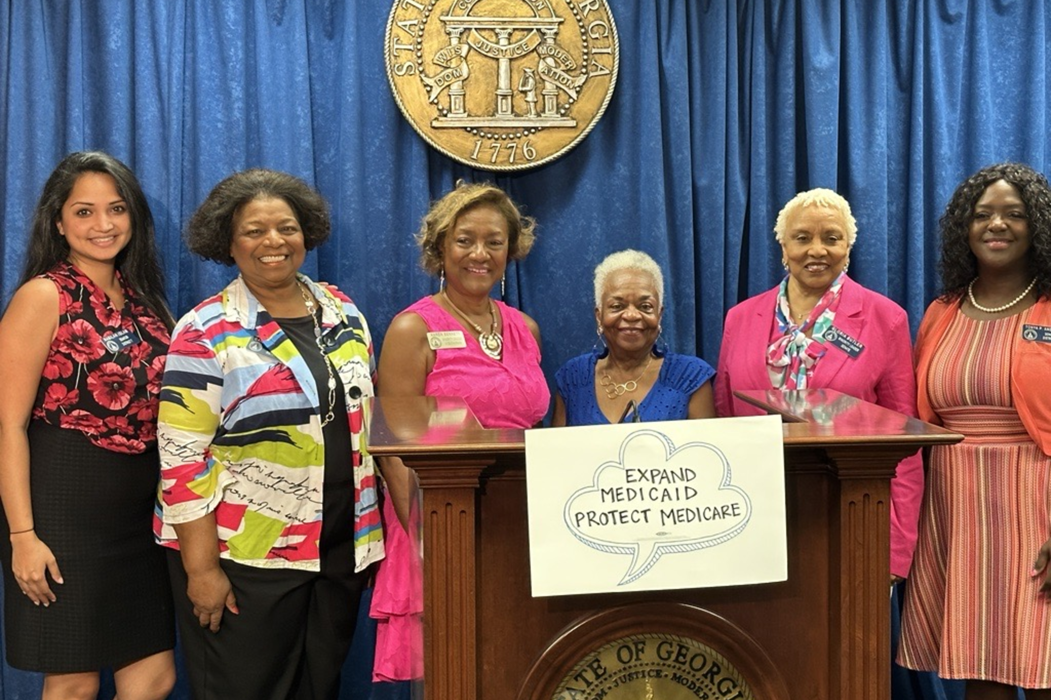 A group of Democrats met at the Georgia Capitol on July 28, 2023 to discuss Medicaid and Medicare.