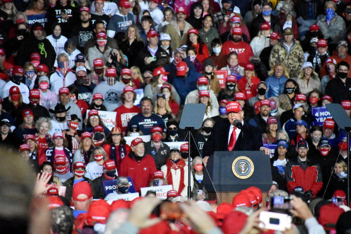 President Donald Trump spoke for 50 minutes at a campaign rally in Rome, Ga. Sunday, Nov. 1, 2020.