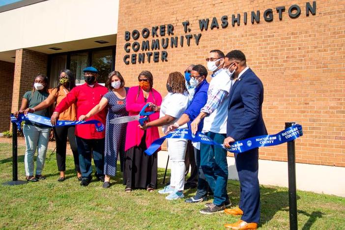 Ribbon cutting at newly renovated Booker T. Washington Community Center in Macon