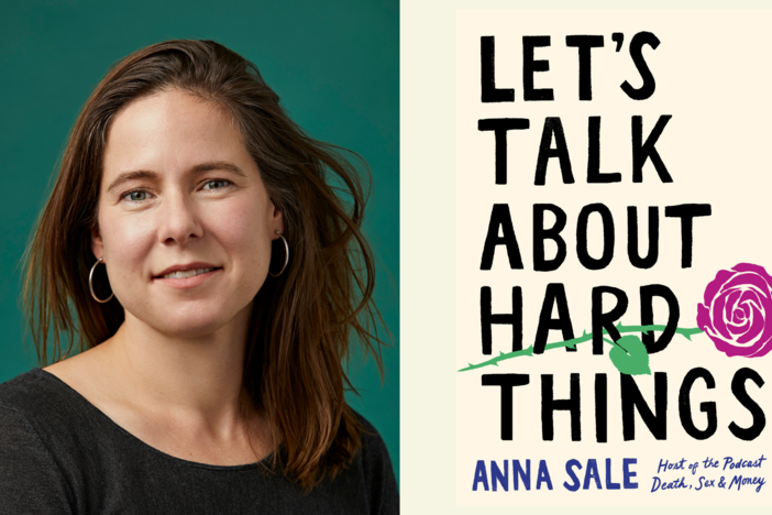Anna Sale side by side with the book cover.