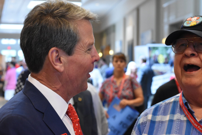 Gov. Brian Kemp spoke at the Georgia GOP state convention June 5, 2021, on Jekyll Island.