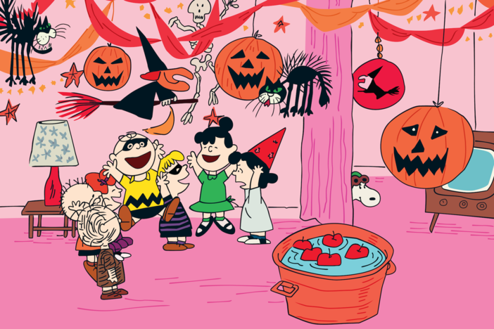 The Peanuts gang at a Halloween Party.