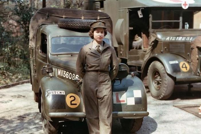 Young Queen Elizabeth II in uniform during WWII.