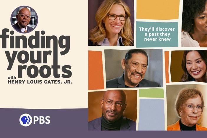 Finding Your Roots title with headshots of Henry Louis Gates Jr and Season 9 guests