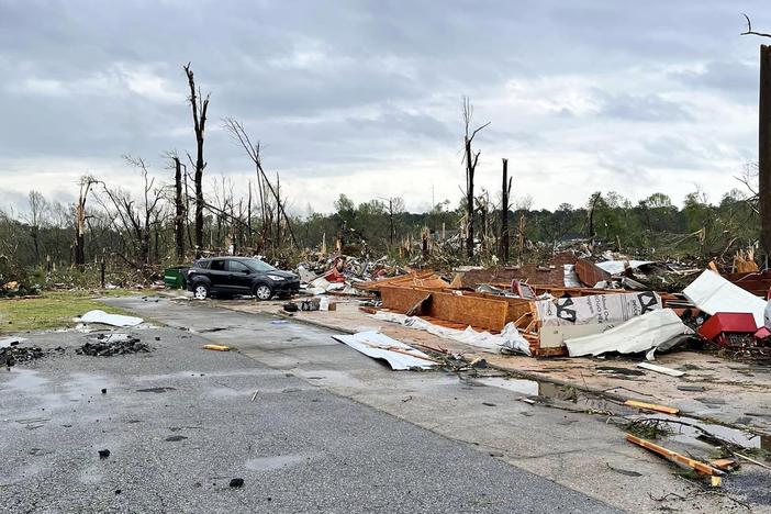 Storm damage in Central Georgia caused by a line of strong storms on March 26, 2023