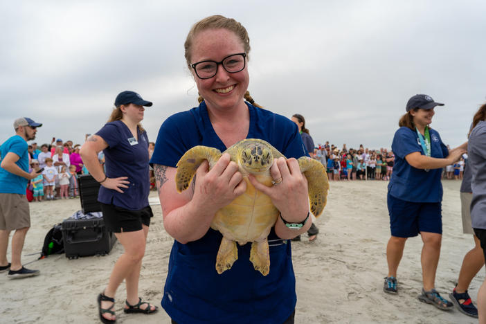 On Wednesday, April 4, more than one thousand supporters gathered on Great Dunes Beach Deck Jekyll Island, Georgia to cheer the turtles on.