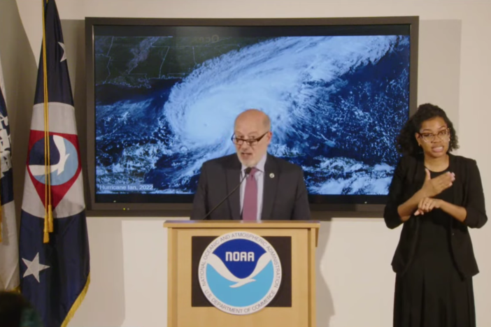 National Oceanic and Atmospheric Administration director Rick Spinrad delivers the 2023 hurricane season outlook on May 25 at the agency's Climate Prediction Center in College Park, Maryland.