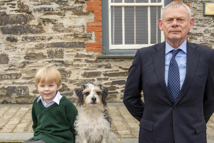 Martin Clunes as Doc Martin and the actor that plays his son.