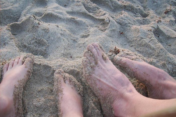 A tender memory of feet in the sand with my son!