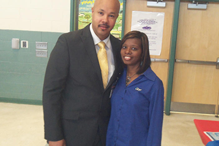 Principal Bolden and me at the start of Career Day.
