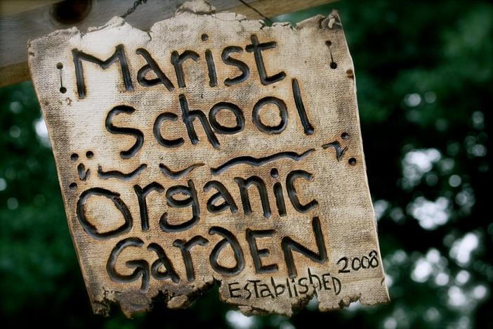 Sign for Marist School's Organic Garden in Atlanta, Georgia.  (Photo: Marist School Organic Garden's Facebook page)
