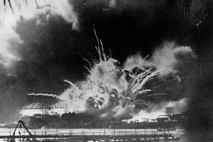 Dec. 7, 1941: The USS Shaw explodes during the Japanese attack on Pearl Harbor.