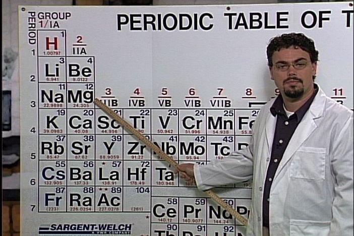 Periods and families in the periodic table are described.