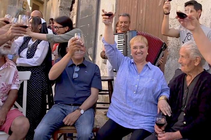 Lidia Bastianich celebrates 25 years on television with family and celebrity friends.