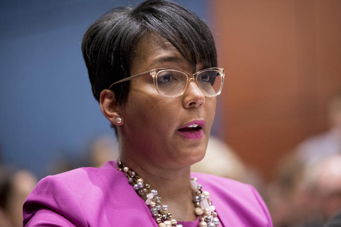 Atlanta Mayor Keisha Lance Bottoms has signed an executive order requiring face coverings in public. She's shown here speaking on Capitol Hill in 2019.