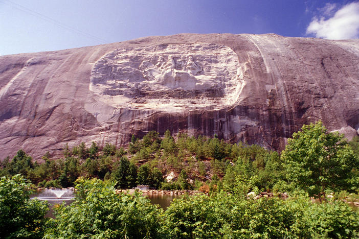 The face of Stone Mountain in Stone Mountain, Georgia, seen here July 1995, depicts three Southern Confederate heroes; Gen. Robert E. Lee, Gen. Stonewall Jackson and Pres. Jefferson Davis. 