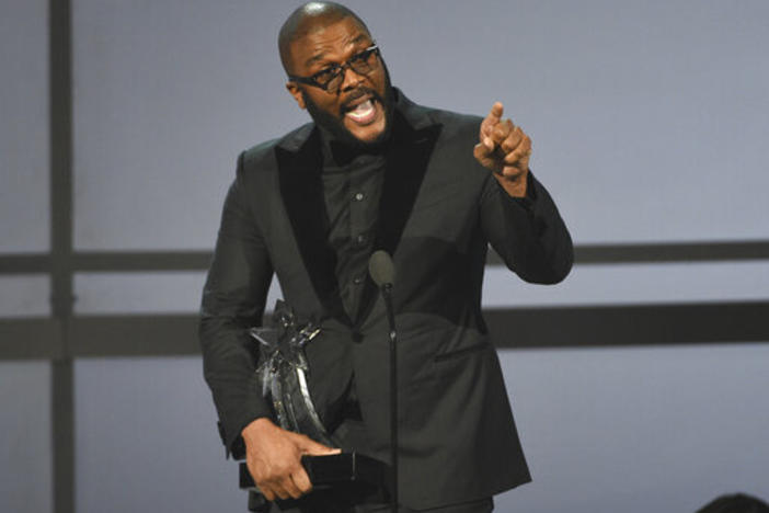 Tyler Perry accepts the ultimate icon award at the BET Awards on Sunday, June 23, 2019, at the Microsoft Theater in Los Angeles.