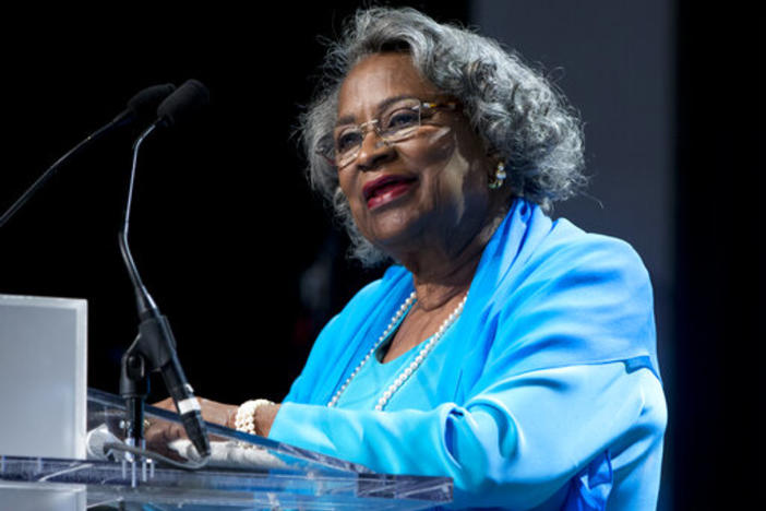 Civil rights activist Juanita Abernathy speaks after receiving the George Thomas 'Mickey' Leland Award at the Congressional Black Caucus Foundation's 45th Annual Legislative Conference Phoenix Awards Dinner at the Walter E. Washington Convention Center.