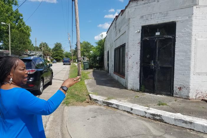 Marsha Buford points out the former site of a neighborhood grocery in West Savannah. Today, the closest grocery stores are more than two and a half miles away.