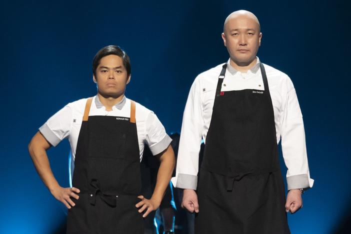 Chef Ronald Hsu (left) and chef Shin Takagi (right) competed together on the Netflix cooking show, "The Final Table."
