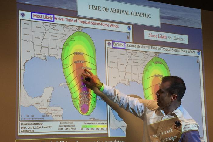 National Weather Service meteorologist David Nadler describes changes in technology that allow forecasters to know more precisely where a hurricane might affect an area. 