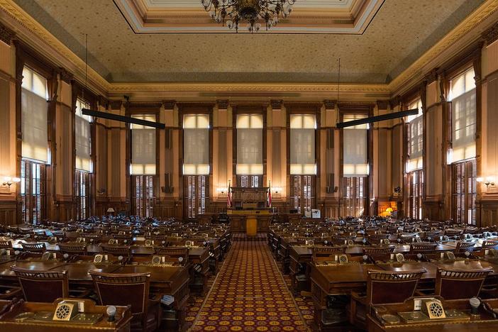 The interior of the Georgia House Chambers at the Georgia State Capitol in Atlanta.
