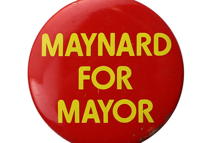 A political button from Maynard Jackson's Atlanta mayoral campaign is part of the Atlanta History Center's new crowd-sourced exhibit "Atlanta In 50 Objects."