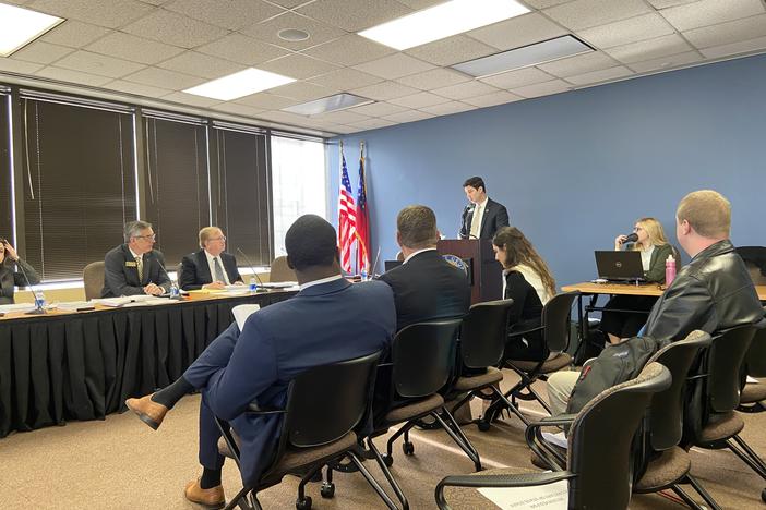 General Counsel Ryan Germany with the secretary of state's office presents proposed rules to the State Election Board.