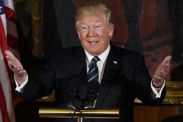 President Donald Trump speaks during a "Friends of Ireland" luncheon on Capitol Hill in Washington, Thursday, March 16, 2017. 