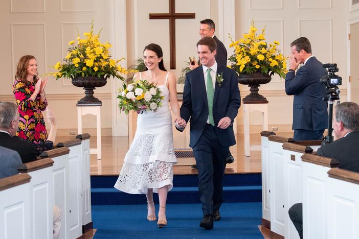 Family and friends helped Chase and Ellen Brown pull together their wedding in less than 24 hours, securing a ring, a church, flowers, a cake, music and even personalized napkins for their new, expedited ceremony.