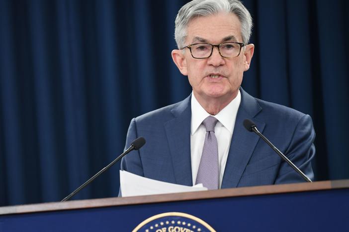 Federal Reserve Chairman Jerome Powell speaks to reporters in March in Washington, D.C. In an interview Friday with NPR, Powell said it may take years before the economy has fully recovered.