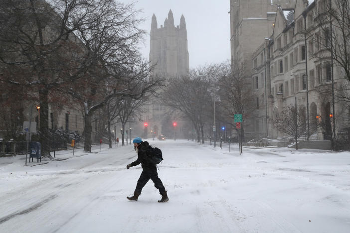 Yale University in New Haven, Conn. — pictured during a snowstorm in Jan. 2018 — is no longer facing a federal discrimination lawsuit after the Department of Justice withdrew it on Feb. 3.