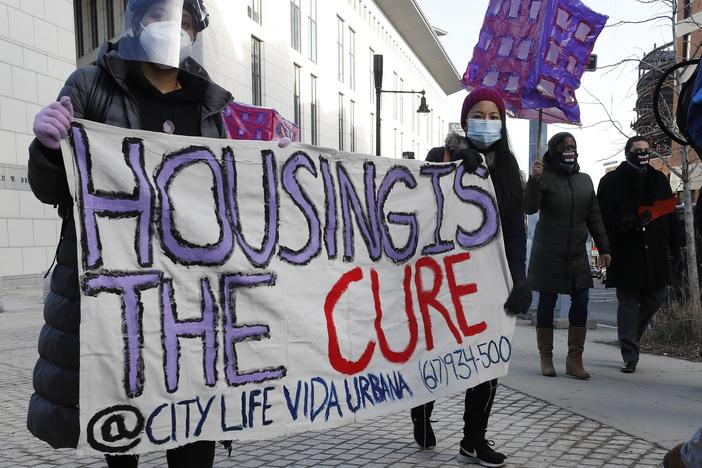 The Texas Supreme Court has allowed an emergency order to expire. Housing groups warn that this could result in thousands of people losing their homes to eviction. Tenants' rights advocates, like those pictured here in Boston, have pushed for stronger protections for renters during the pandemic.
