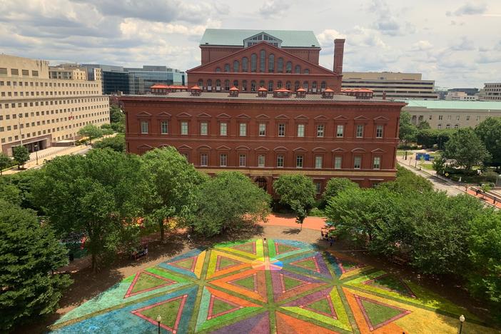 The art installation <em>E</em><em>quilateral Network</em> by Lisa Marie Thalhammer now graces the lawn of the National Building museum in Washington, D.C.