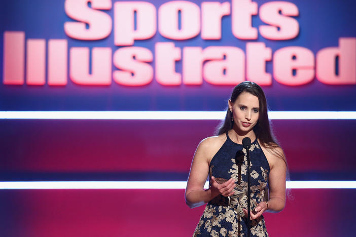 Rachael Denhollander accepts Sports Illustrated's Inspiration of the Year Award in December 2018.