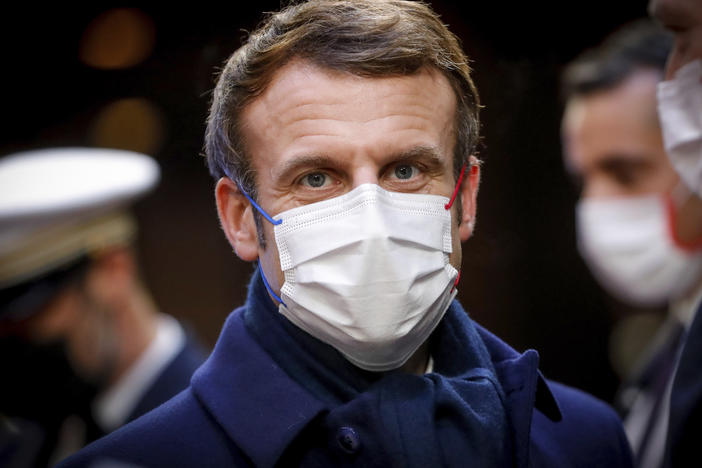 French President Emmanuel Macron during departures at the end of an EU Summit in Brussels, last month. Macron told a French newspaper this week that he wanted to "piss off" the unvaccinating, drawing the ire of opposition politicians.
