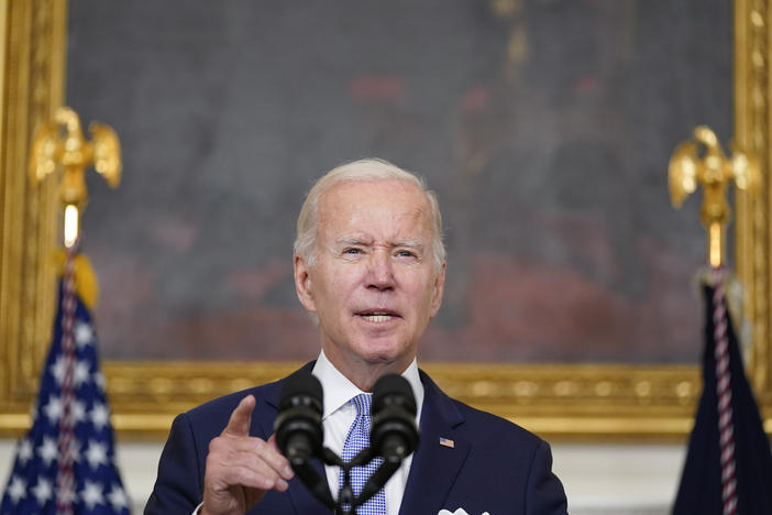 In remarks from the White House Thursday, President Biden said the Inflation Reduction Act would reduce pressure on the economy from rising inflation.