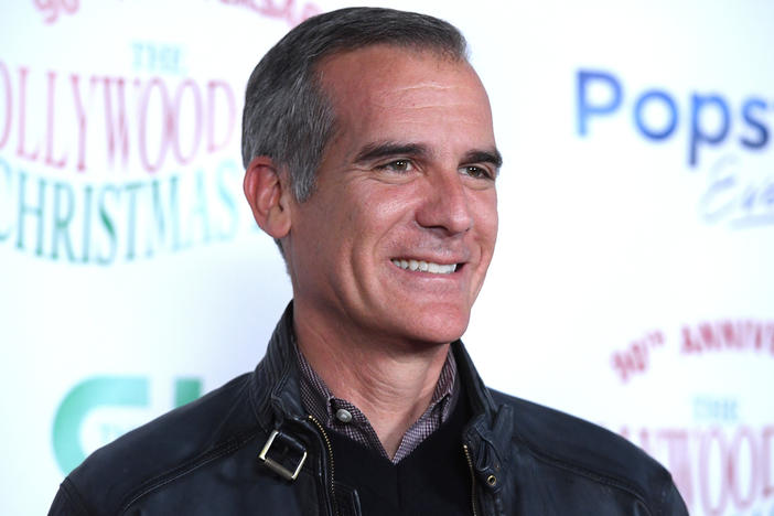 Former Los Angeles Mayor Eric Garcetti attends the 90th Anniversary of the Hollywood Christmas Parade on Nov. 27, 2022 in Hollywood, California.