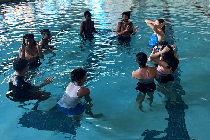 <a href="https://firststrokes.org/" data-key="424">First Strokes</a> is a New York-based organization working to get teens in the water safely — and to try to remove the barriers to learning. Above, a First Strokes class at Hill Regional Career High School in New Haven, Conn.
