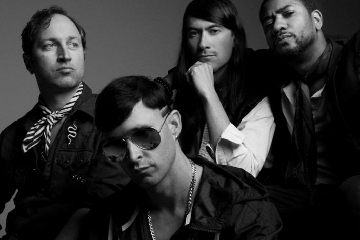 Drummer Matt Tong (second from right) with the members of Algiers. The band released its fourth album, <em>Shook</em>, in early 2023.