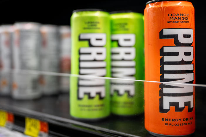 Prime energy drinks are displayed for sale on shelves at a Walmart Supercenter on July 10, 2023 in Austin, Texas. U.S. Sen. Chuck Schumer has called on the FDA to investigate whether the drinks pose health risks to children.