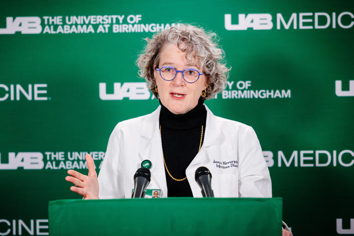 Dr. Jeanne Marrazzo was a clear and down-to-earth explainer of what was happening during the pandemic, often on CNN and other networks. She's pictured here at a COVID press conference in April 2020.