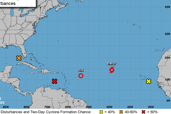 After a relatively quiet start to the Atlantic hurricane season, the National Hurricane Center was monitoring multiple storm systems in the Atlantic on Sunday.