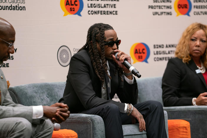A panel speaks about gun violence prevention at the 2023 Congressional Black Caucus' annual legislative conference.