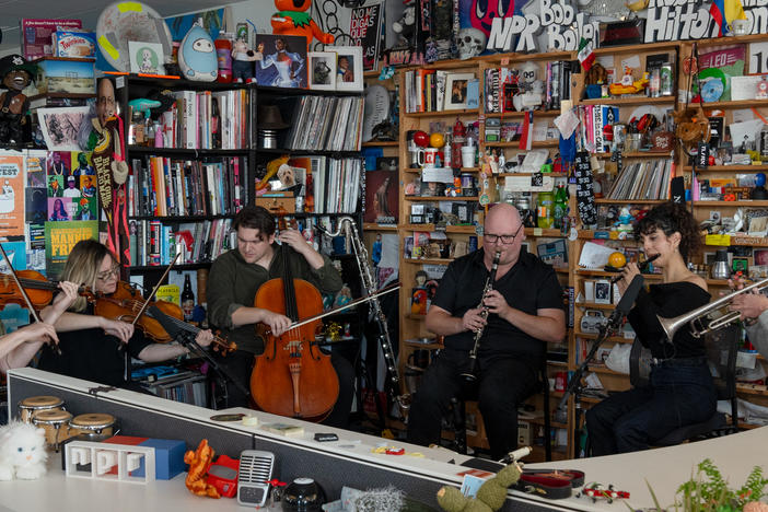 yMusic performs at the Tiny Desk at NPR's HQ in Washington, DC on Nov. 11, 2023. (Catie Dull/NPR)